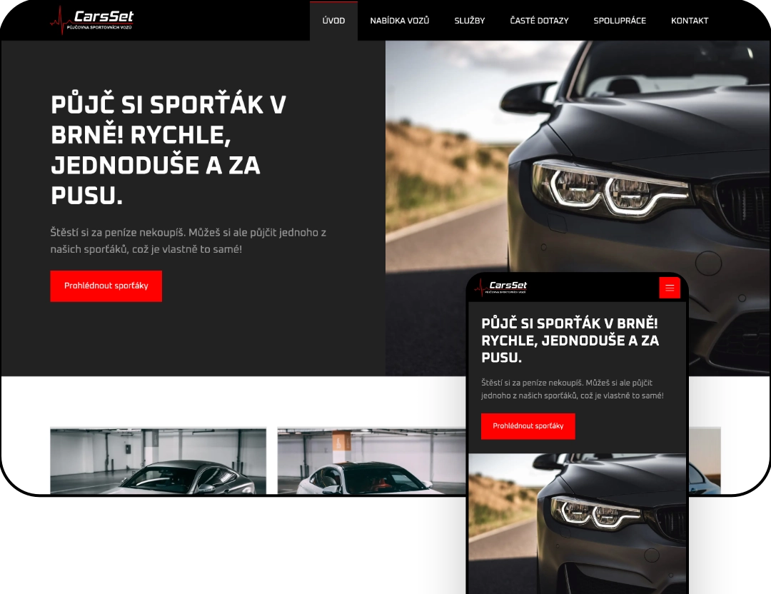 Tvorba webu pro brněnskou půjčovnu sportovních aut | CARSSET
