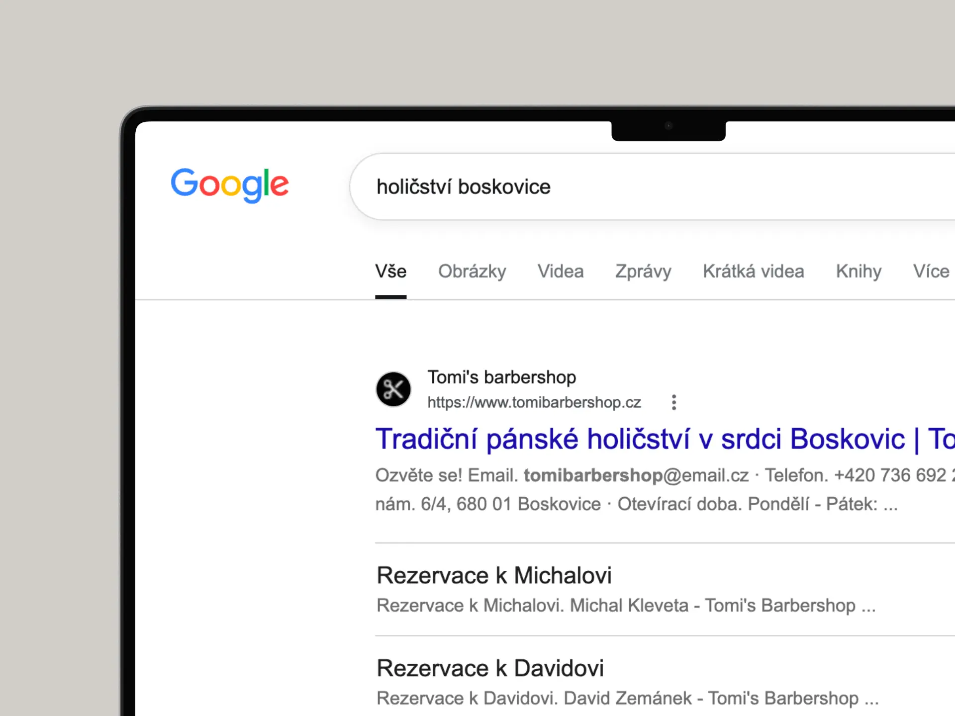 Webové stránky pro barbershop v Boskovicích