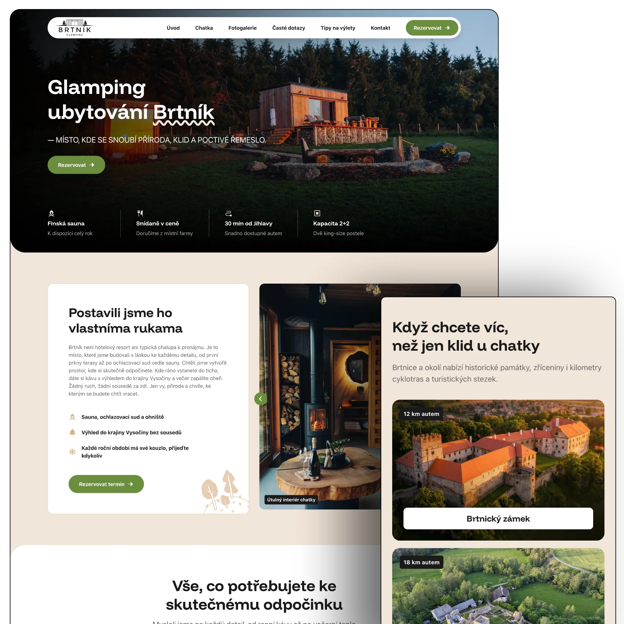 Tvorba webových stránek pro Glamping Brtník na Vysočině